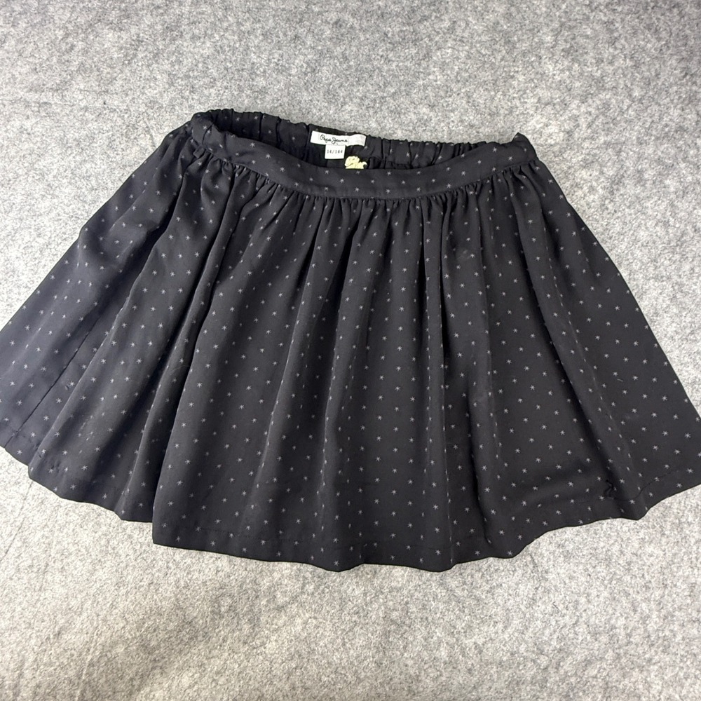 Pepe Jeans London Florence Black Star Print Pleated Skirt Kids Size 14/164